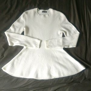 EUC White Cream Peplum Sweater
